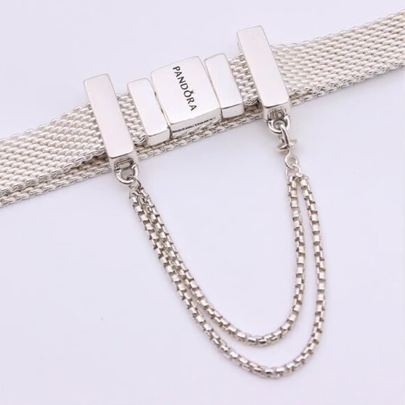 Pandora - Reflexions Bracelet with Safety Chain Clip Charm - Silver - Picture 2 of 14